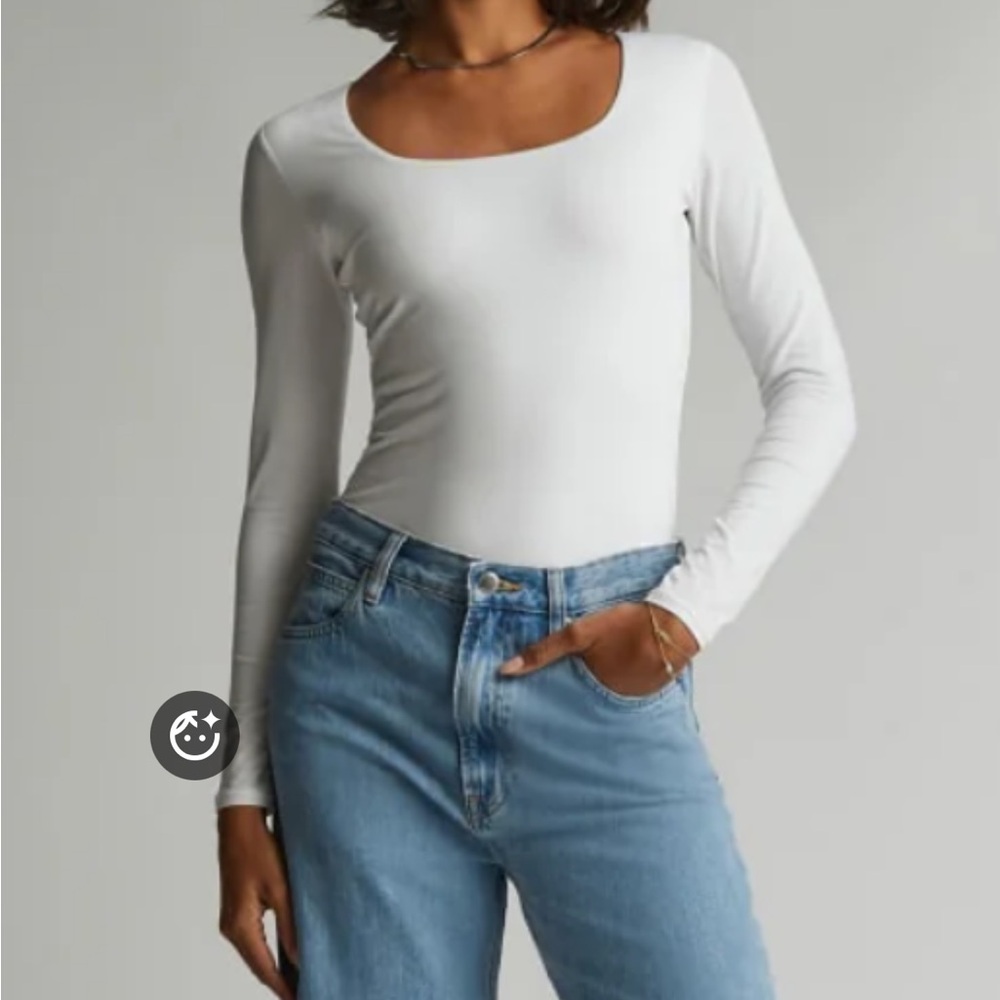 Everlane White Long Sleeve Bodysuit xs
